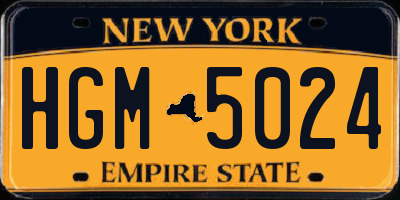 NY license plate HGM5024