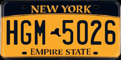 NY license plate HGM5026