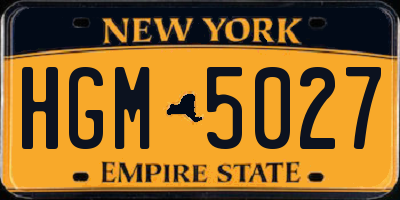 NY license plate HGM5027