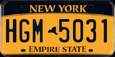 NY license plate HGM5031