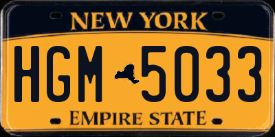 NY license plate HGM5033