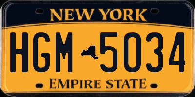 NY license plate HGM5034