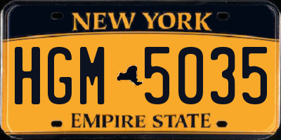 NY license plate HGM5035