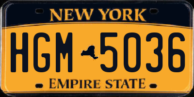 NY license plate HGM5036