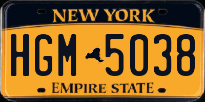 NY license plate HGM5038