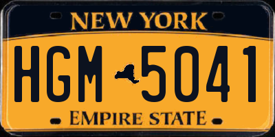 NY license plate HGM5041