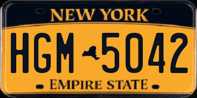 NY license plate HGM5042