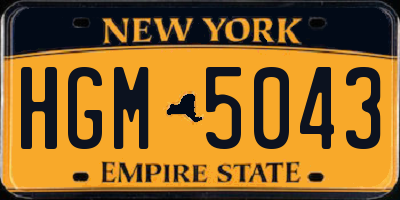 NY license plate HGM5043