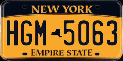 NY license plate HGM5063