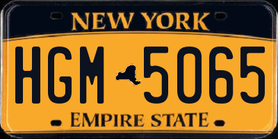 NY license plate HGM5065