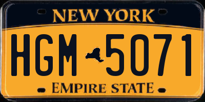 NY license plate HGM5071