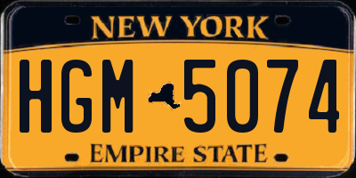 NY license plate HGM5074