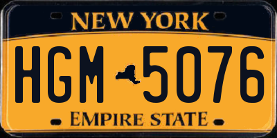 NY license plate HGM5076