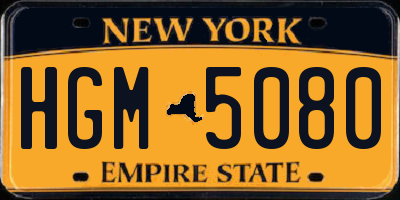 NY license plate HGM5080