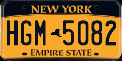 NY license plate HGM5082