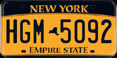 NY license plate HGM5092