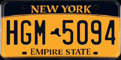 NY license plate HGM5094