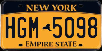 NY license plate HGM5098