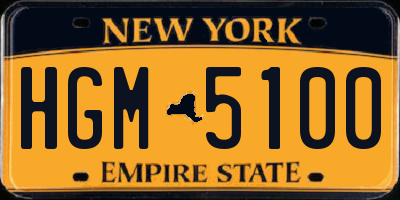 NY license plate HGM5100