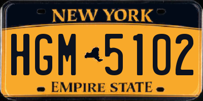 NY license plate HGM5102