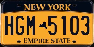 NY license plate HGM5103