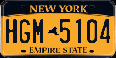 NY license plate HGM5104