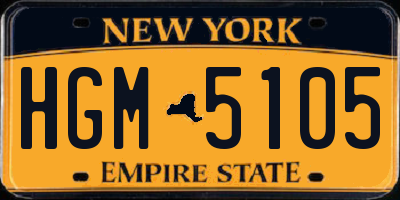 NY license plate HGM5105