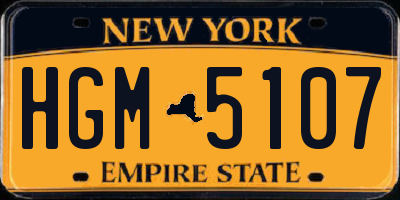 NY license plate HGM5107