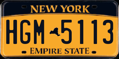 NY license plate HGM5113