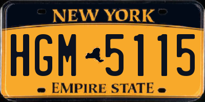 NY license plate HGM5115