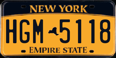 NY license plate HGM5118