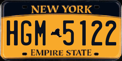 NY license plate HGM5122