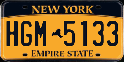 NY license plate HGM5133