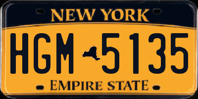 NY license plate HGM5135