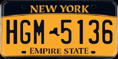 NY license plate HGM5136