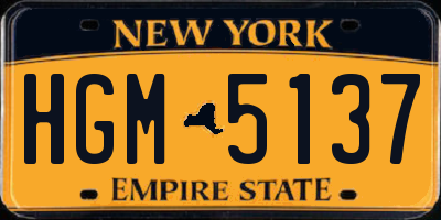 NY license plate HGM5137