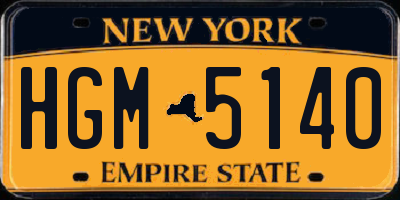 NY license plate HGM5140