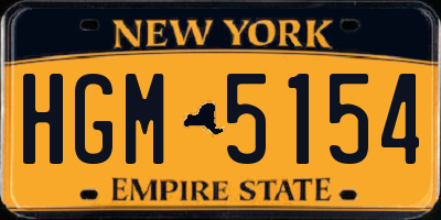 NY license plate HGM5154