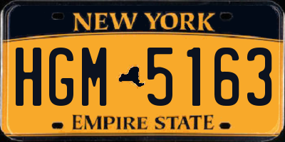 NY license plate HGM5163