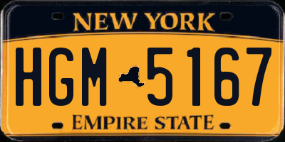 NY license plate HGM5167