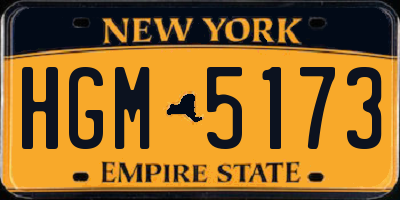 NY license plate HGM5173