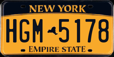 NY license plate HGM5178