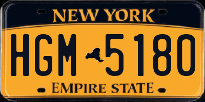 NY license plate HGM5180