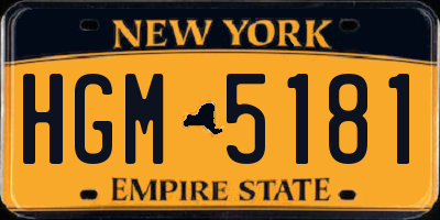 NY license plate HGM5181