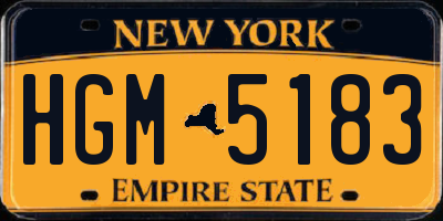 NY license plate HGM5183