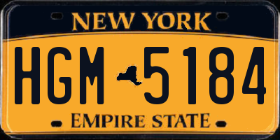 NY license plate HGM5184