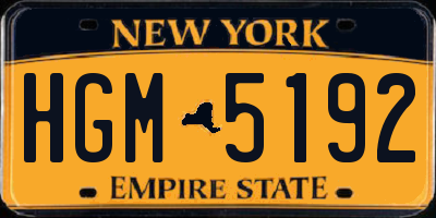 NY license plate HGM5192