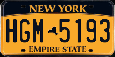 NY license plate HGM5193