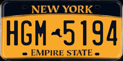 NY license plate HGM5194