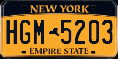 NY license plate HGM5203